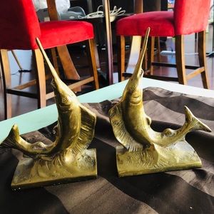 SOLID BRASS MARLIN BOOK ENDS
